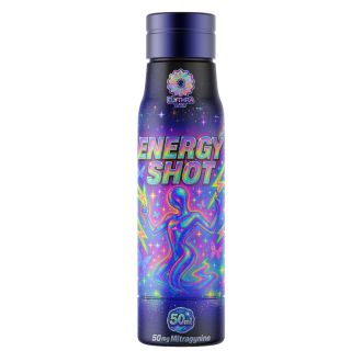 Elythra Labs Energy Shot butelka 50ml z 50mg mitragyniny, suplement energetyczny o tropikalnym smaku z L-karnityną, tauryną, kompleksem witamin B i witaminą C dla silnego zastrzyku energii.